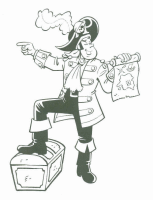 A coloring page of piet piraat